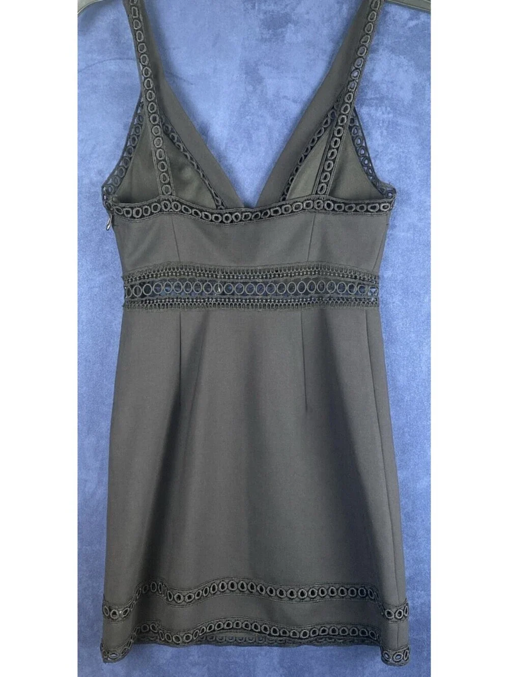Free People Dress Women's 4Small Black Iris Mini Bodycon Dress Crochet Inset NWT